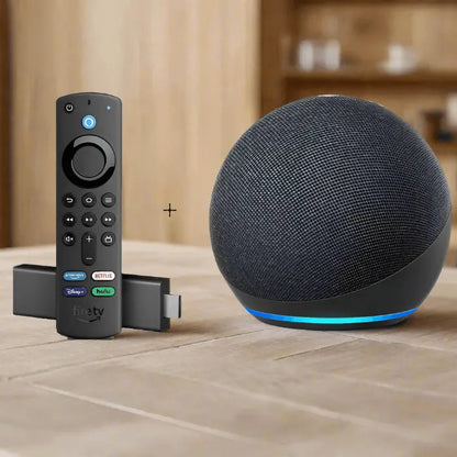 Amazon Echo 5th Gen Smart Speaker with Alexa + Amazon Fire TV Stick 4K Smart Home Bundle FSM Gallery